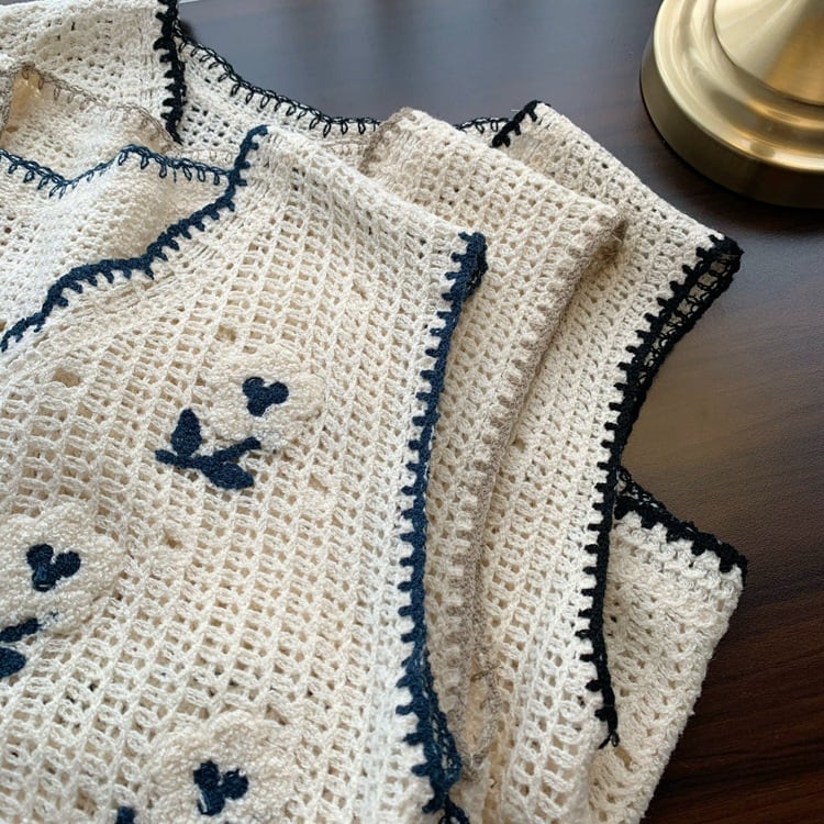 【tops】ジャカードニットベスト　M29422