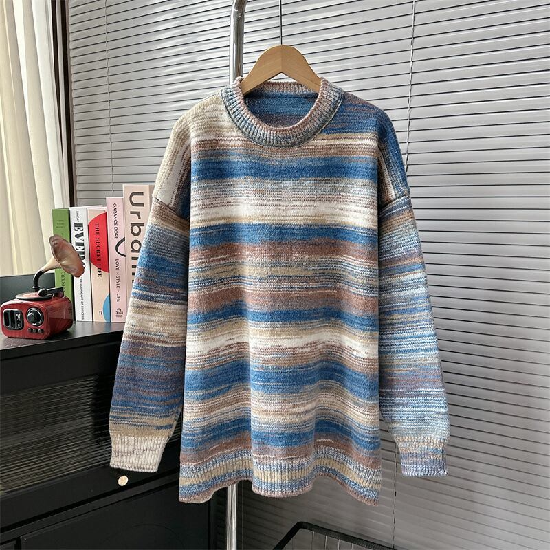 【tops】ボーダー柄ニットセーター　M18624