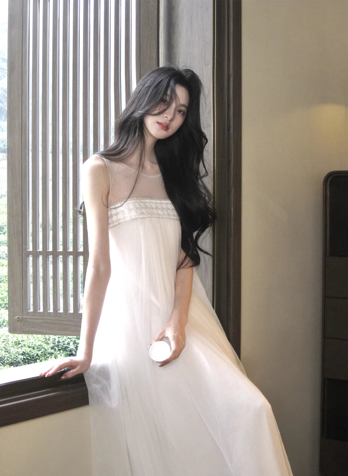 【dress】ノースリーブチュールワンピース Q7966