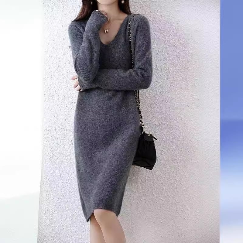 【dress】Vネックニットワンピース　M25913