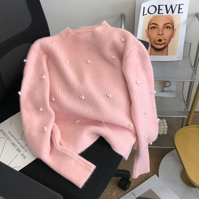 【tops】ラウンドネックビーズニットセーターG23849