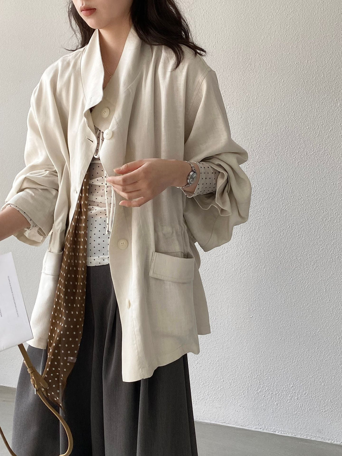 【outer】リネンコート Q8245