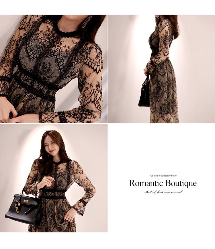 【dress】上品な質感!気質満点レトロファッション高品質レディースレースワンピース G5898