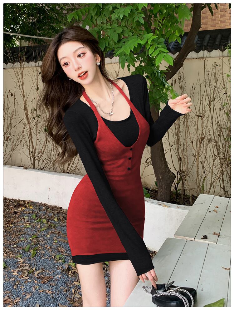 【dress】切り替え配色ワンピース　M29558
