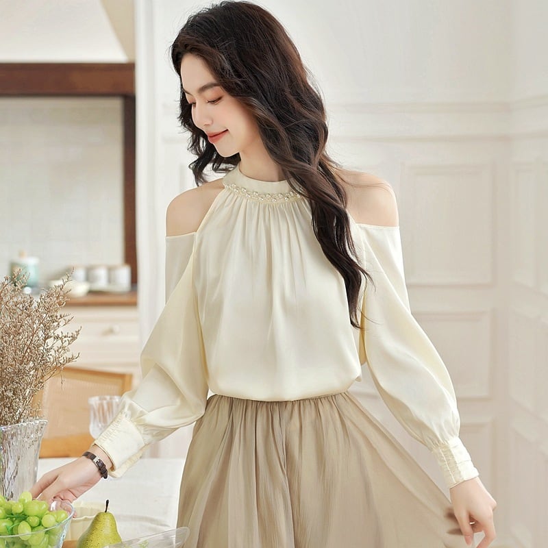 【tops】オフショルダーシャツトップス　M29093