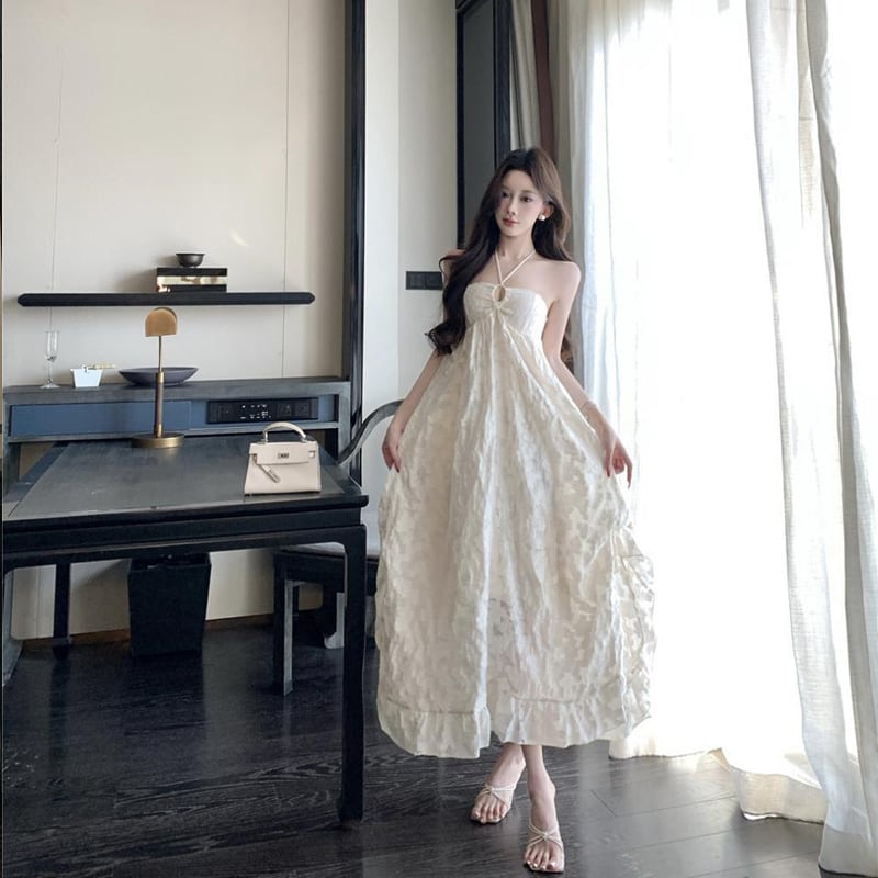 【dress】ホルターネックロングワンピース Q8184