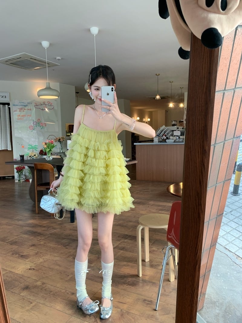 【dress】チュールコンビキャミワンピース　M29848