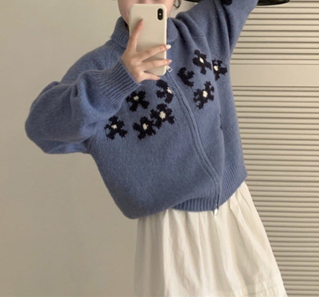 【outer】ファスナーニットカーデ　M27507