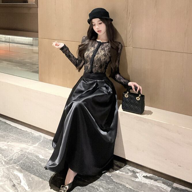 【set】レーストップスベアトップ付き×スカートセット　M28149