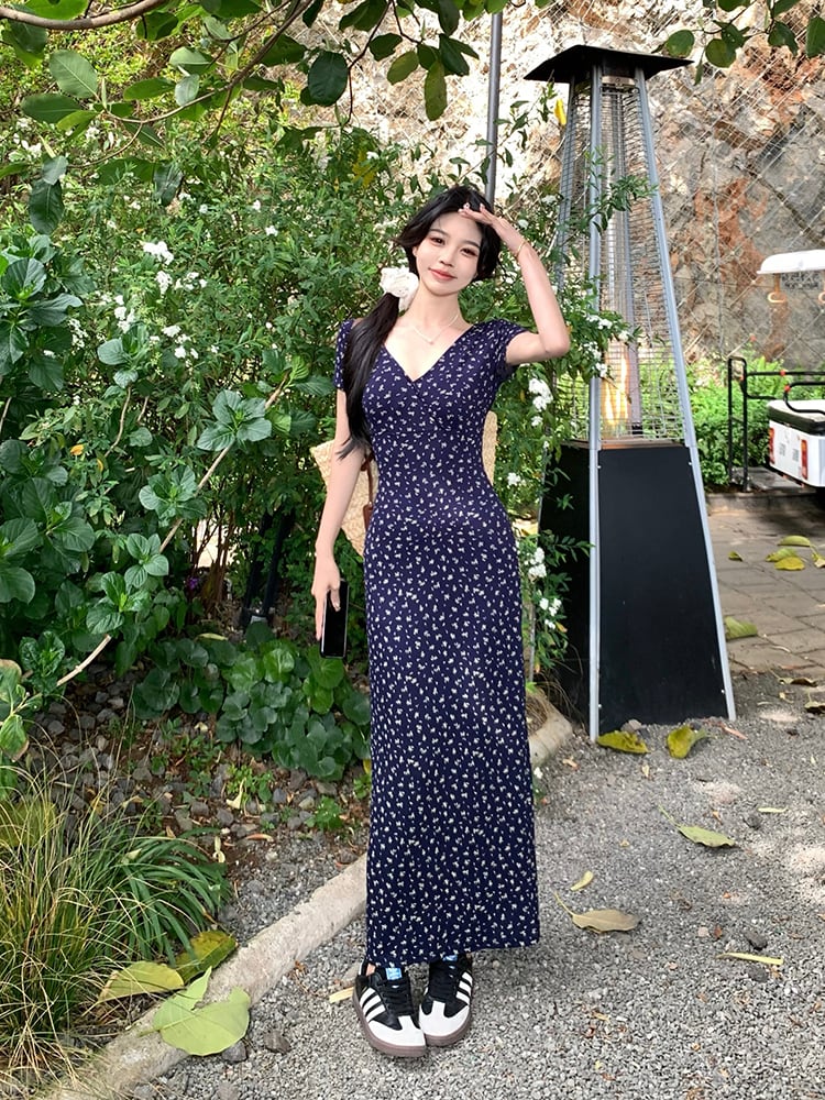 【dress】Vネック花柄ワンピース G21570