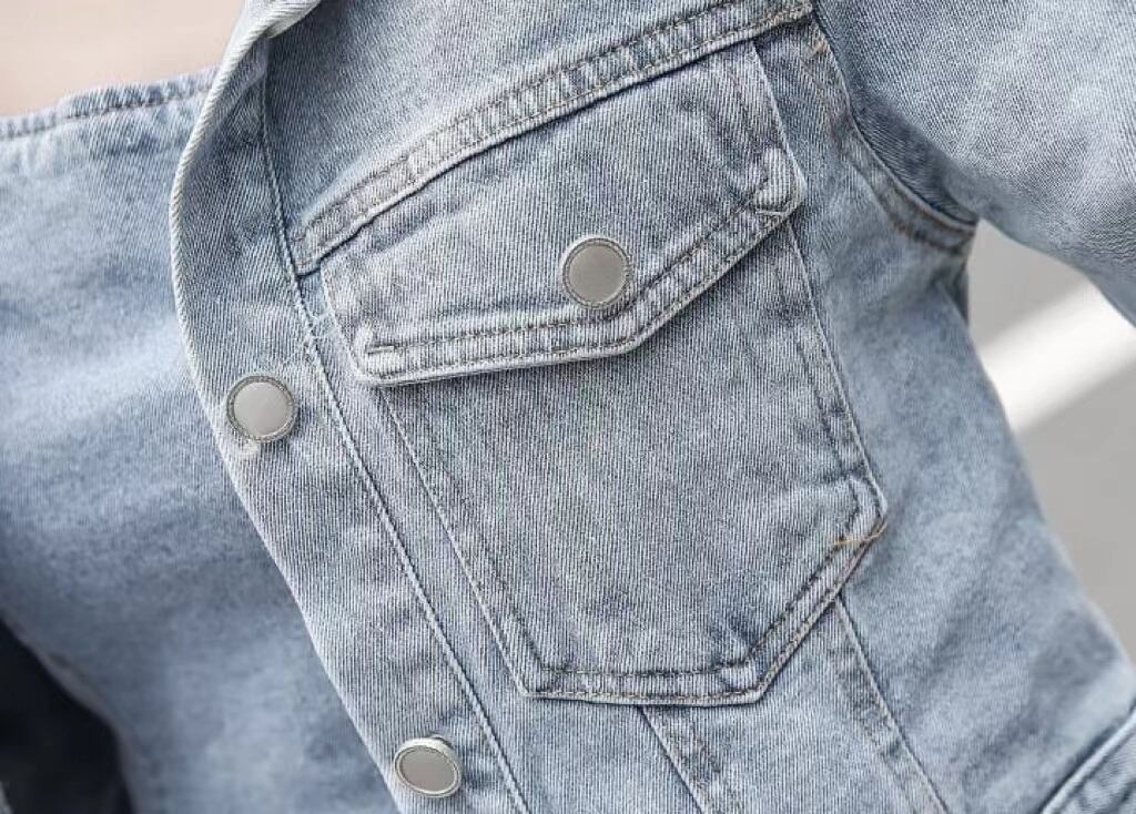 【set】一目惚れ！デニムジャケット+メッシュ切り替えキャミワンピースINS風2点セットF0751