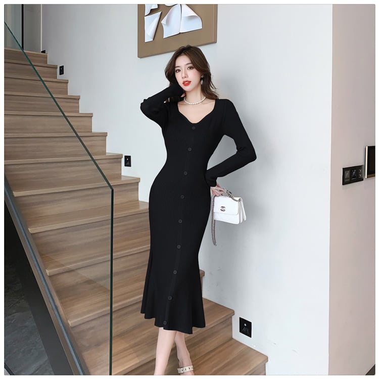【dress】マーメイドニットワンピース　M28242