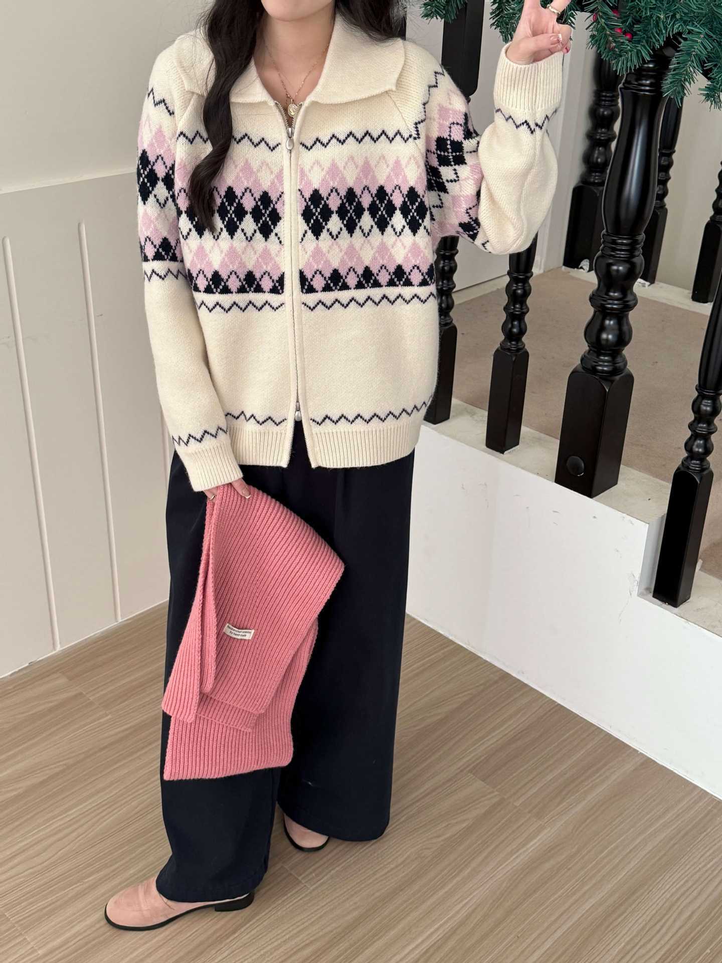 【outer】POLOネックニットカーデ　M29051