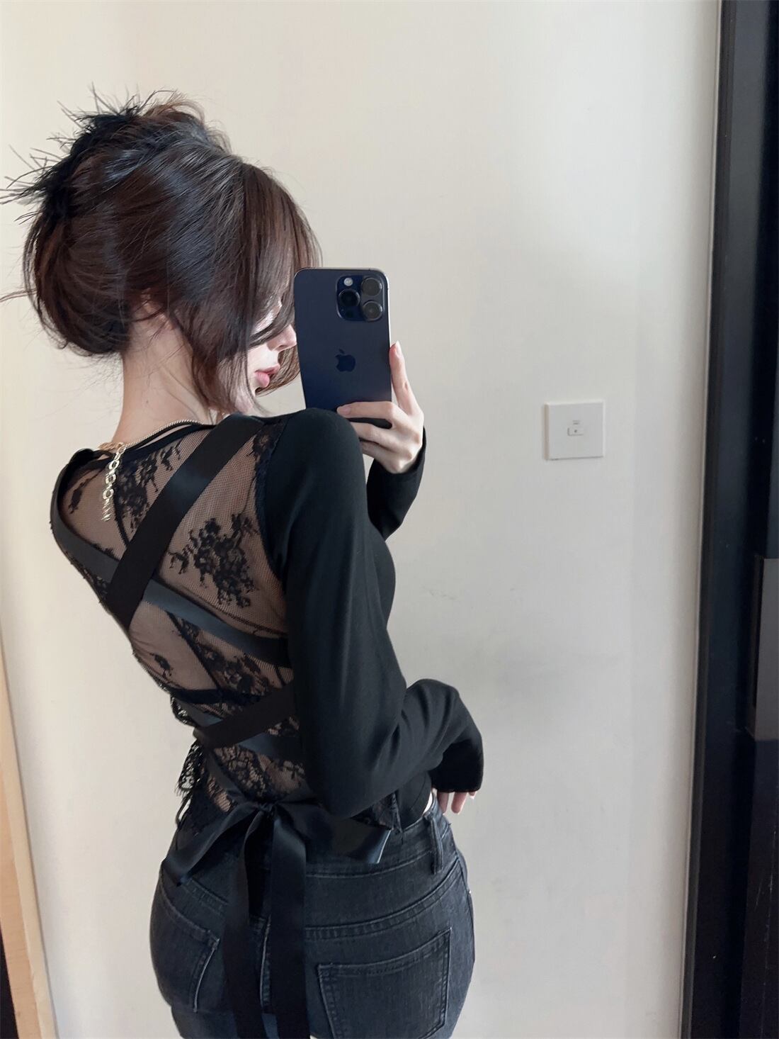 【tops】レース切り替えTシャツG20112