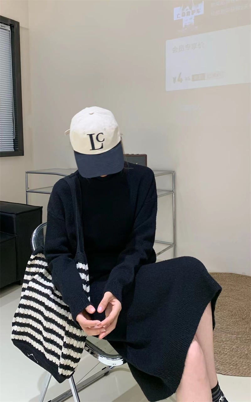 【dress】無地ニットワンピース　M19129