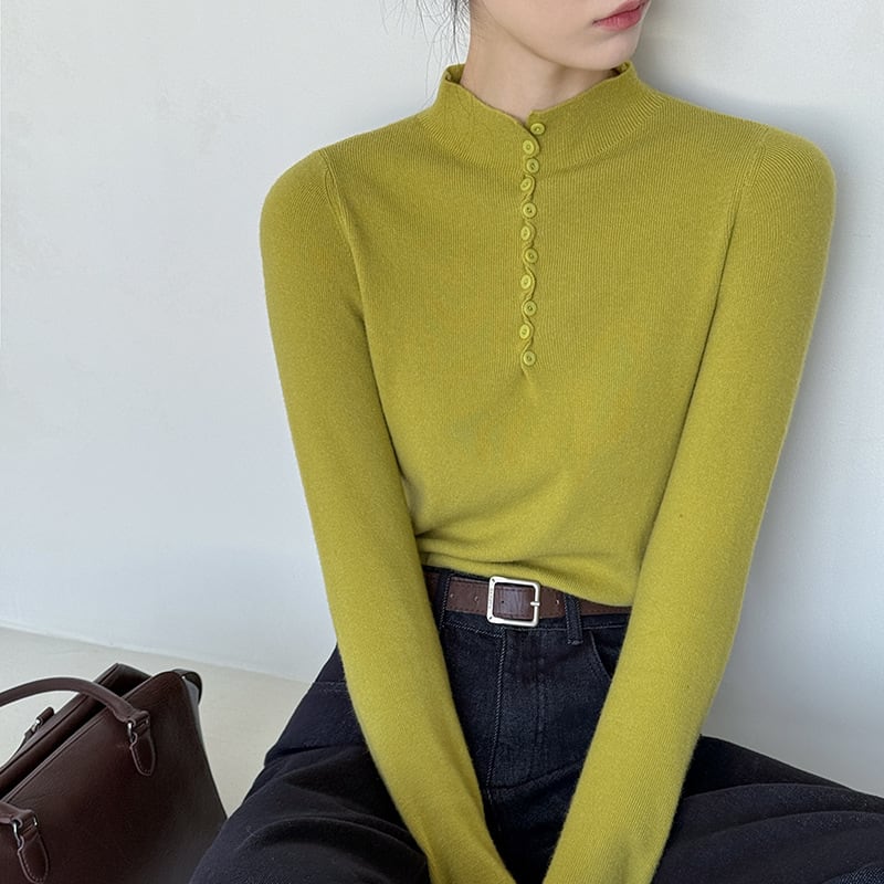 【tops】6色展開ニットトップス Q6971