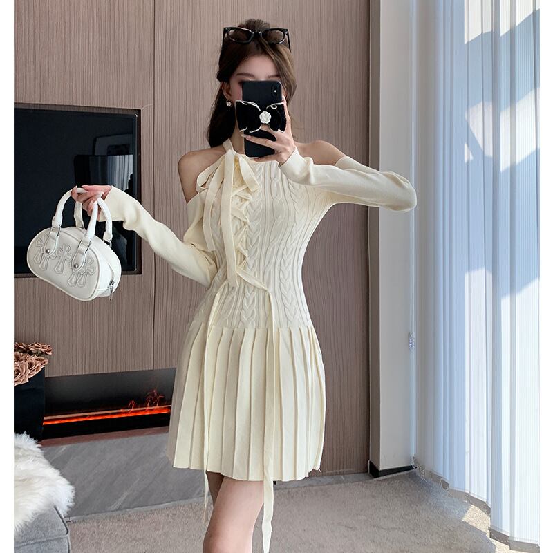 【dress】オフショルダーニットワンピース　M27465