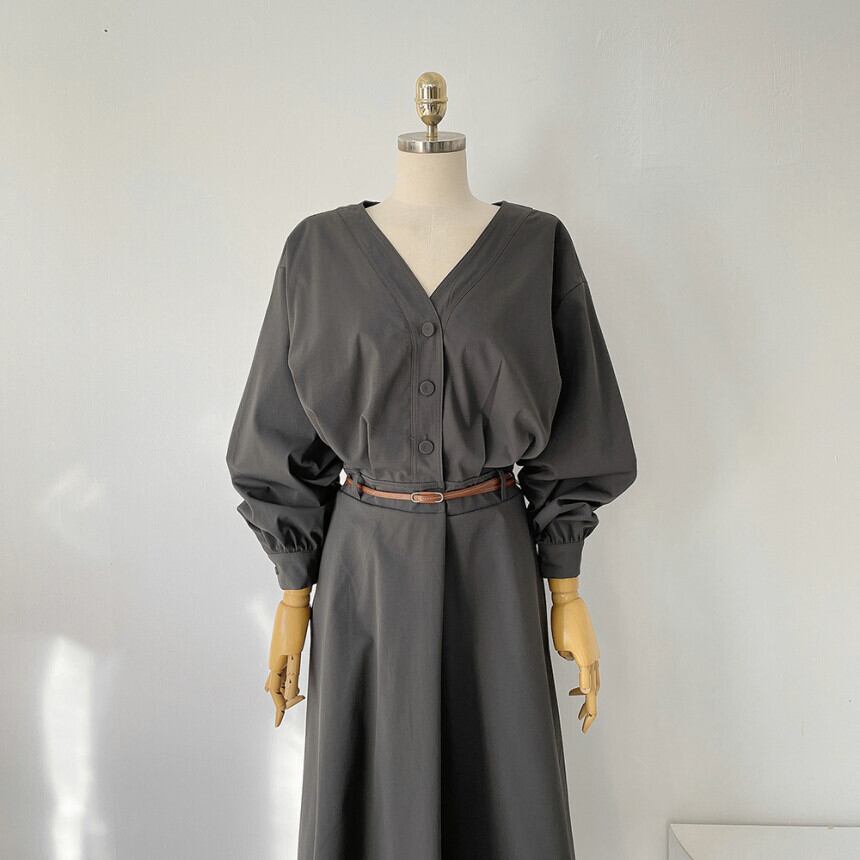 【dress】OL、通勤ワンピースベルト付き　M29620