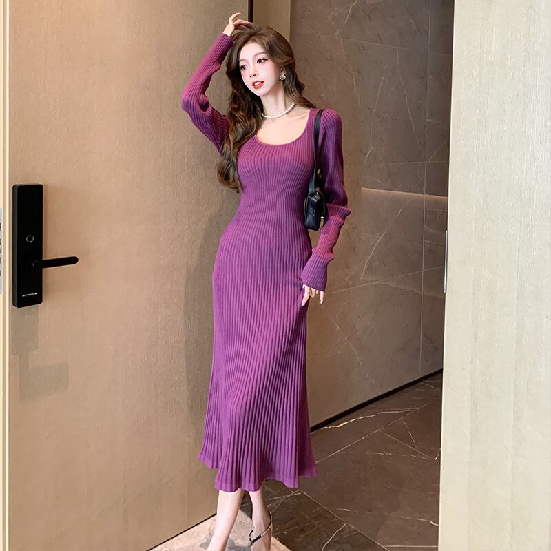 【dress】無地ニットワンピース　M18293