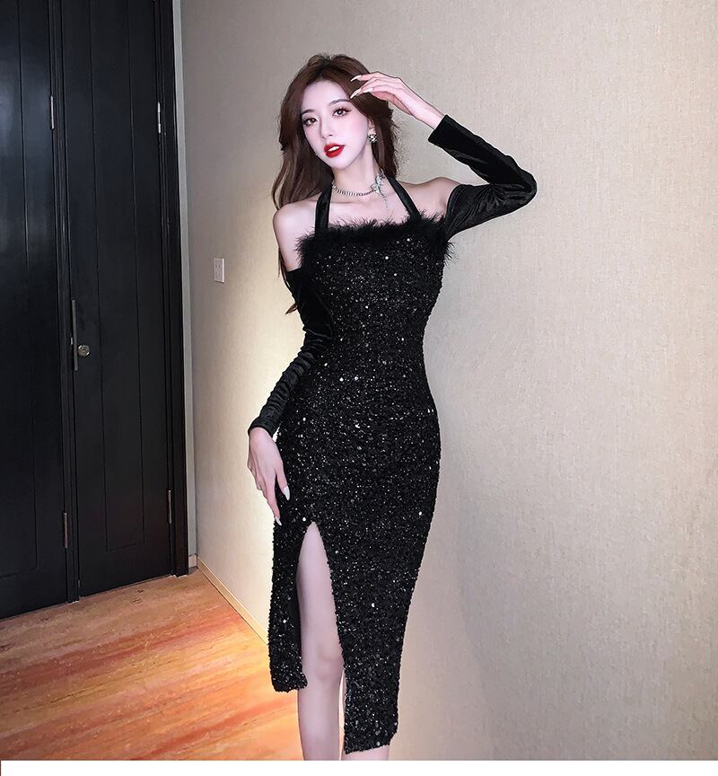 【dress】ファーワンピースアームカバー付き　M18928