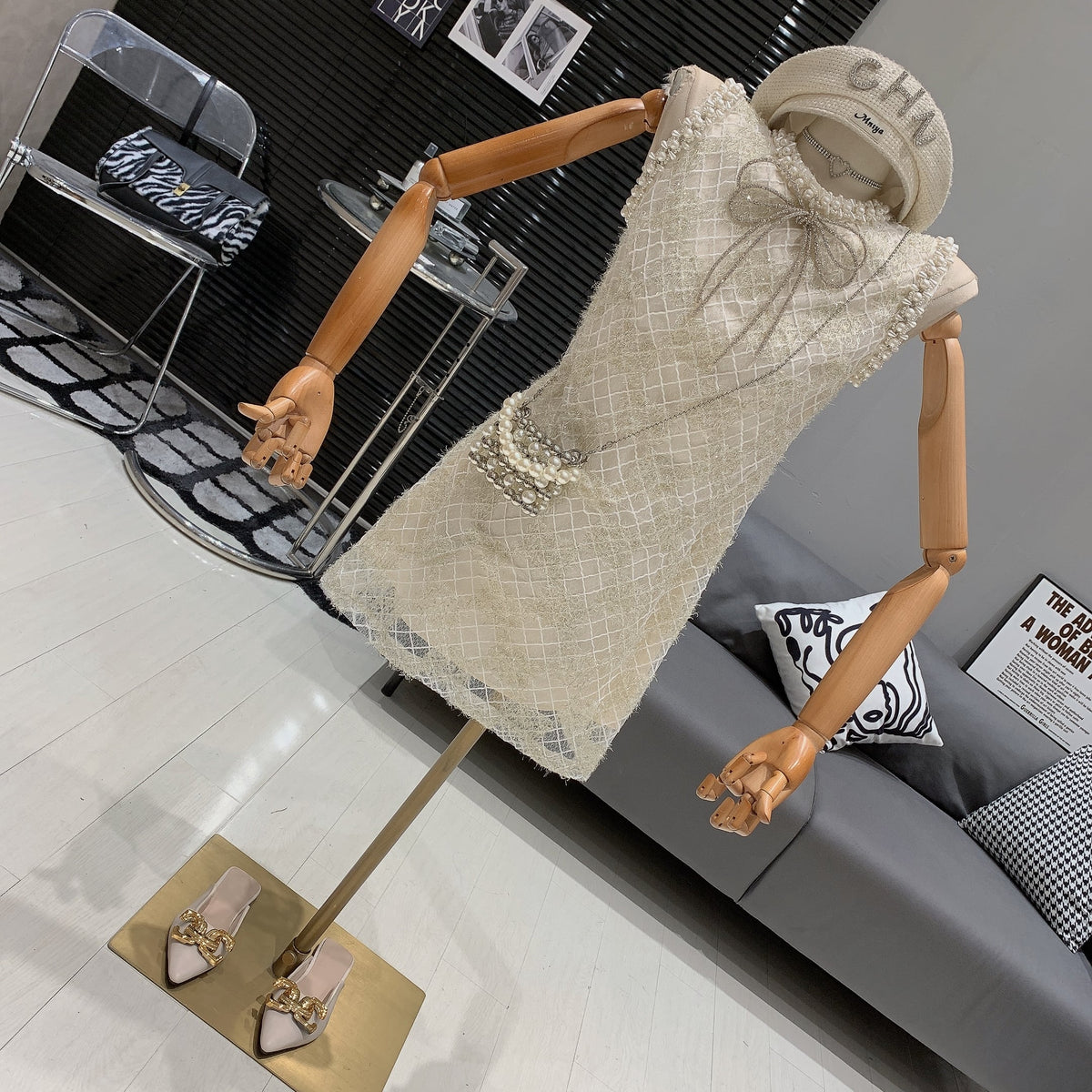 【dress】パールリボン付きワンピース　M24006