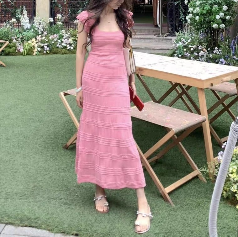 【dress】カットワークニットワンピース　M24657