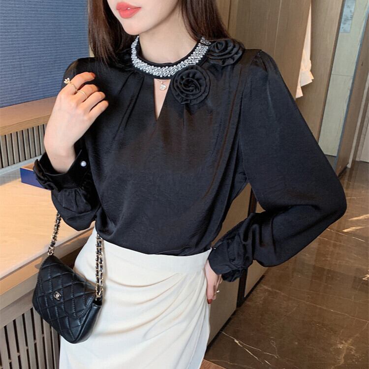 【tops】立体フラワーシャツトップス　M28972