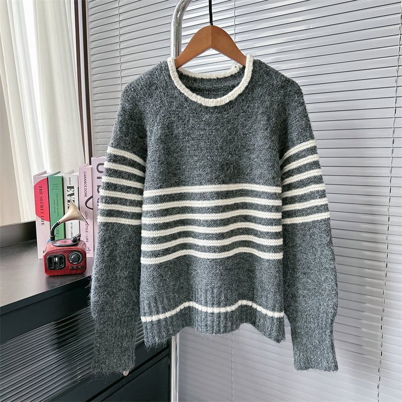 【tops】ボーダー柄ニットセーター　M27300