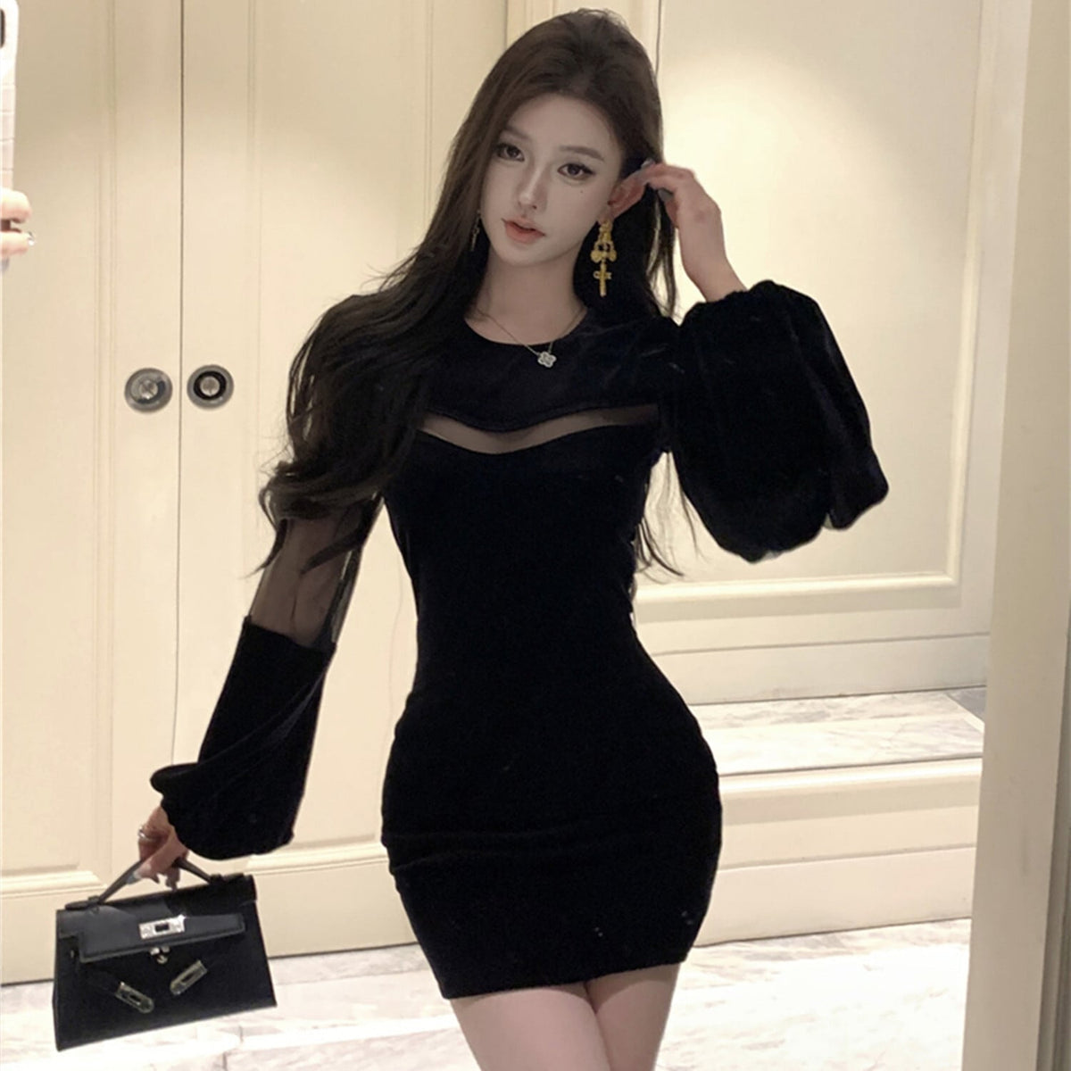 【dress】チュールドッキングミニワンピース　N2952