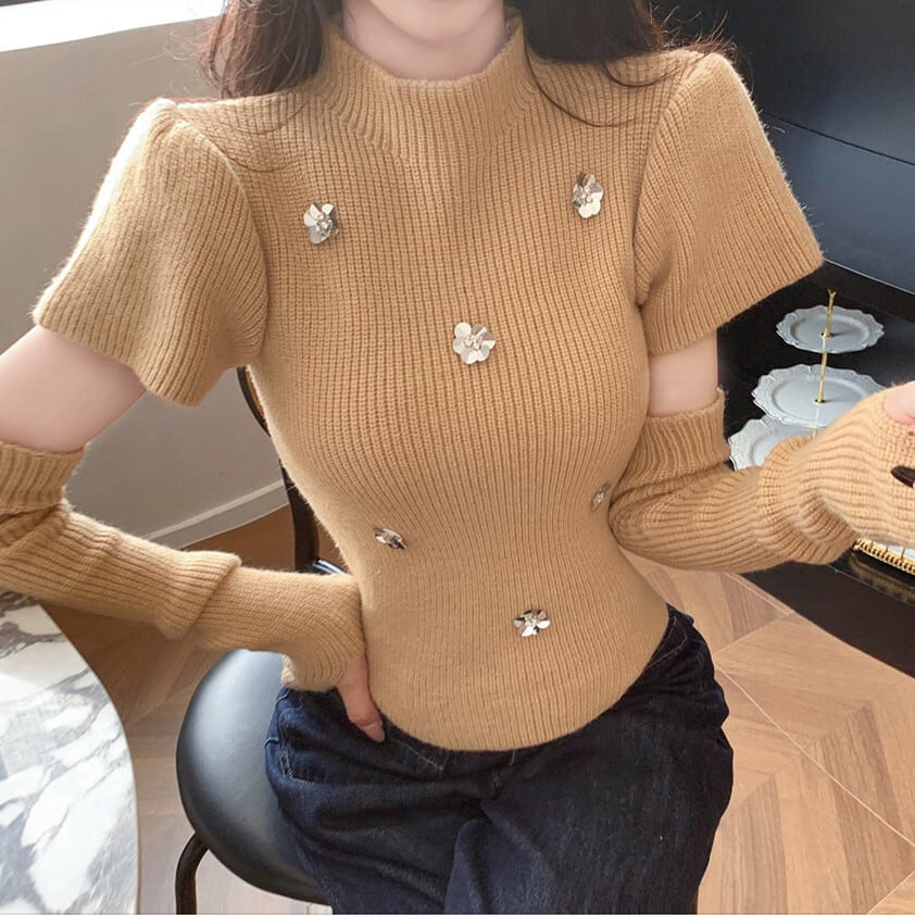 【tops】ニットトップスアームカバー付き　M27531