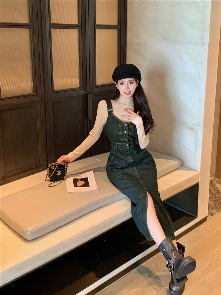 【dress】サロペットデニムワンピース　M27988