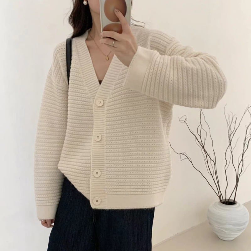 【outer】Vネックニットカーデ　M25863