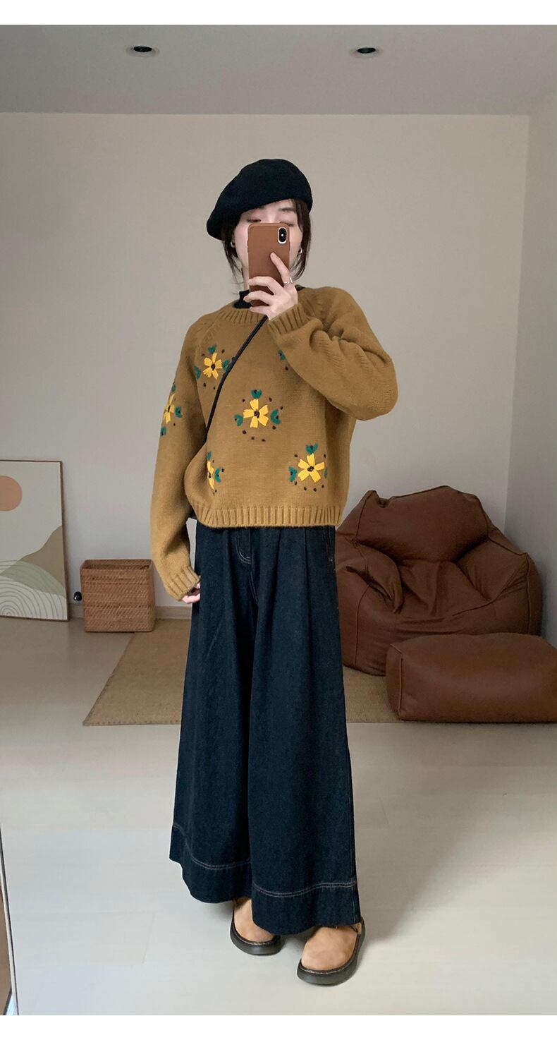 【tops】刺繍ニットセーター　M19120