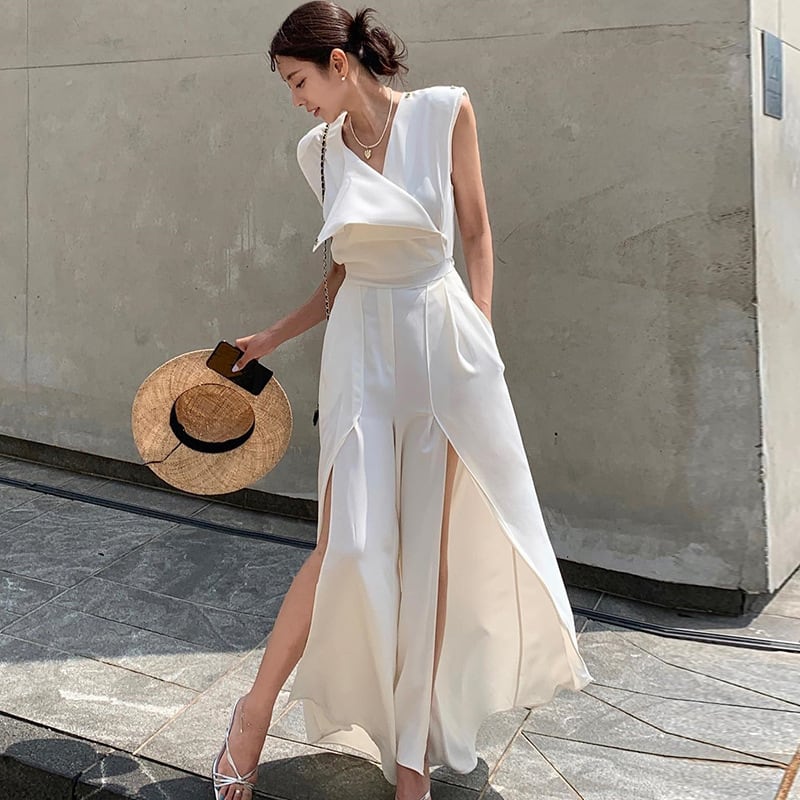 【dress】ノースリーブスリットオールインワン　M24739