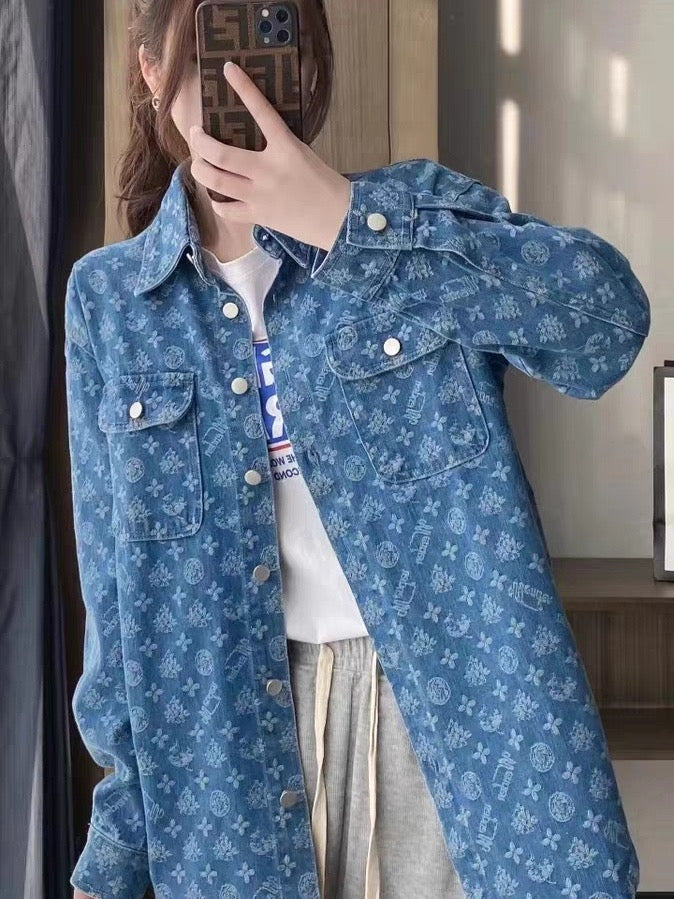 【tops】長袖デニムシャツF7971