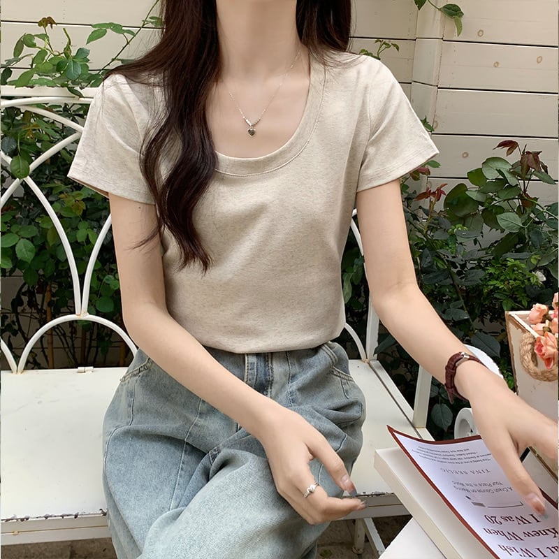 【tops】3色UネックＴシャツF7501