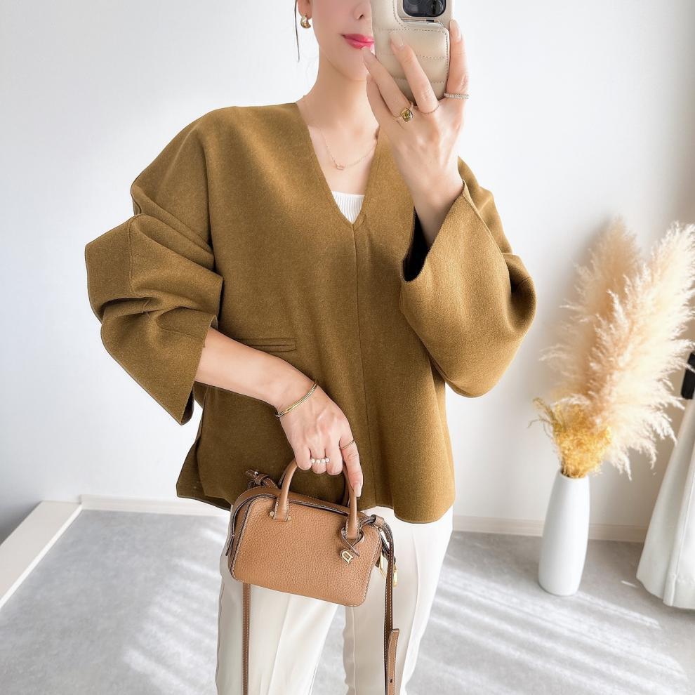 【outer】Vネックショートコート　M27290