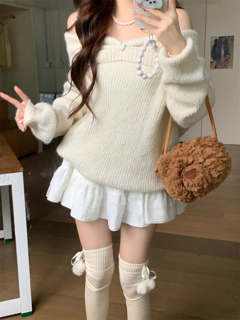 【tops】ボートネックニットセーター　M27363