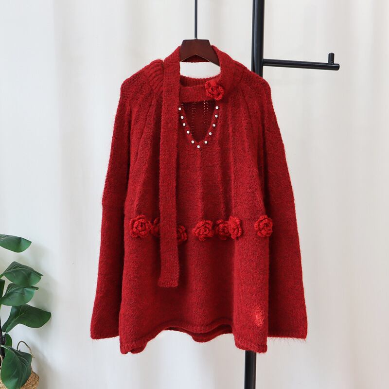 【tops】立体フラワーニットセーター　M28517