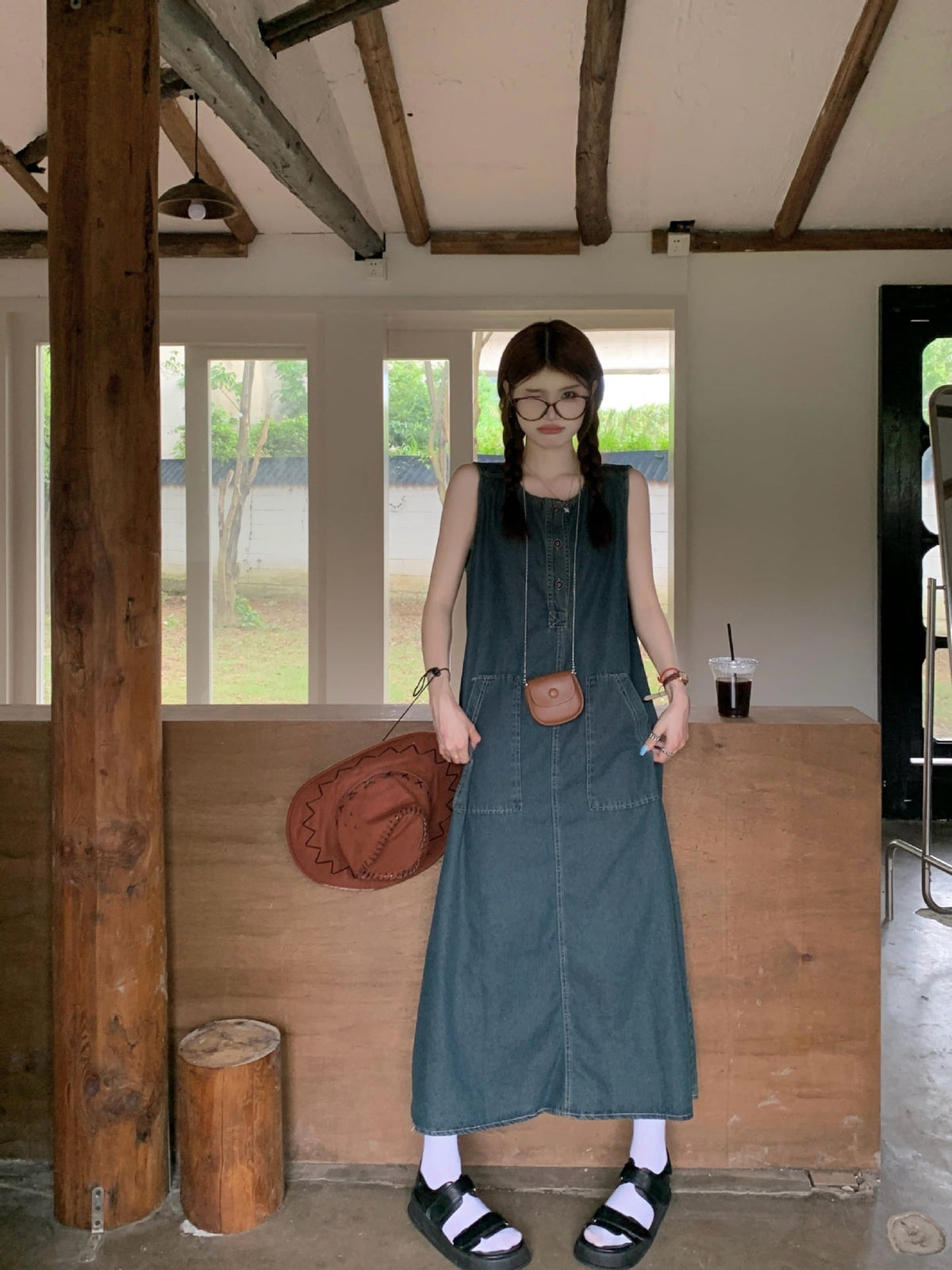 【dress】ノースリーブデニムワンピース　M25107
