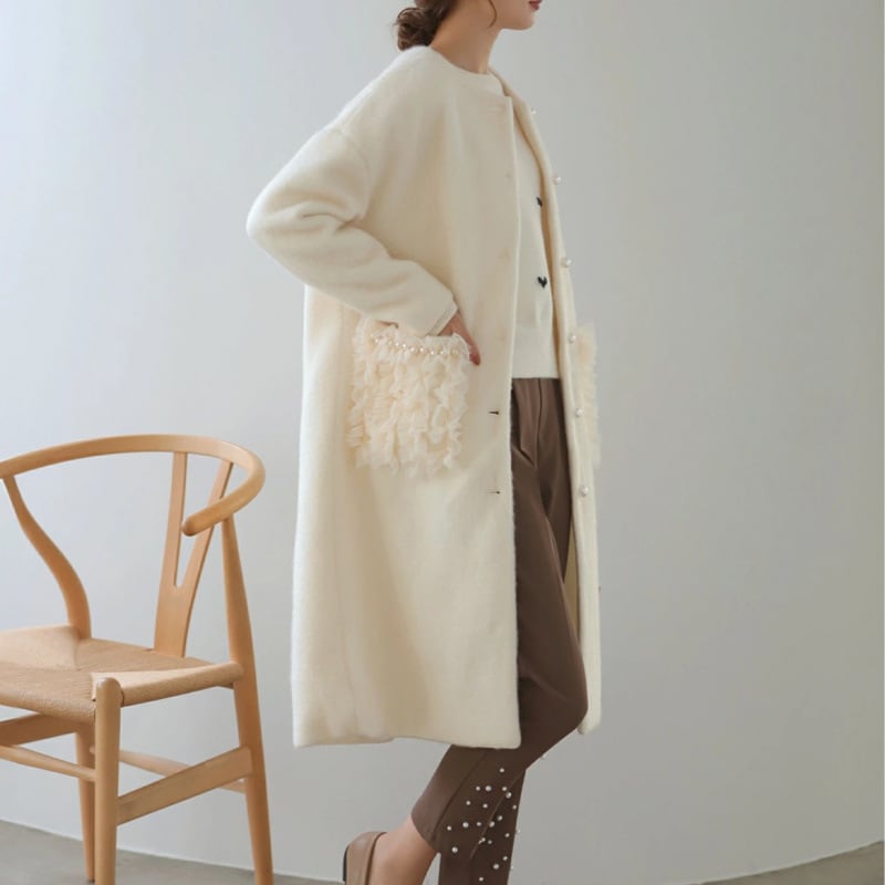 【outer】パールロング丈コート　M27778