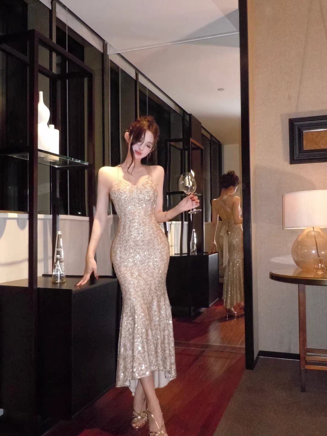 【dress】バックレスマーメイドドレス Q7907