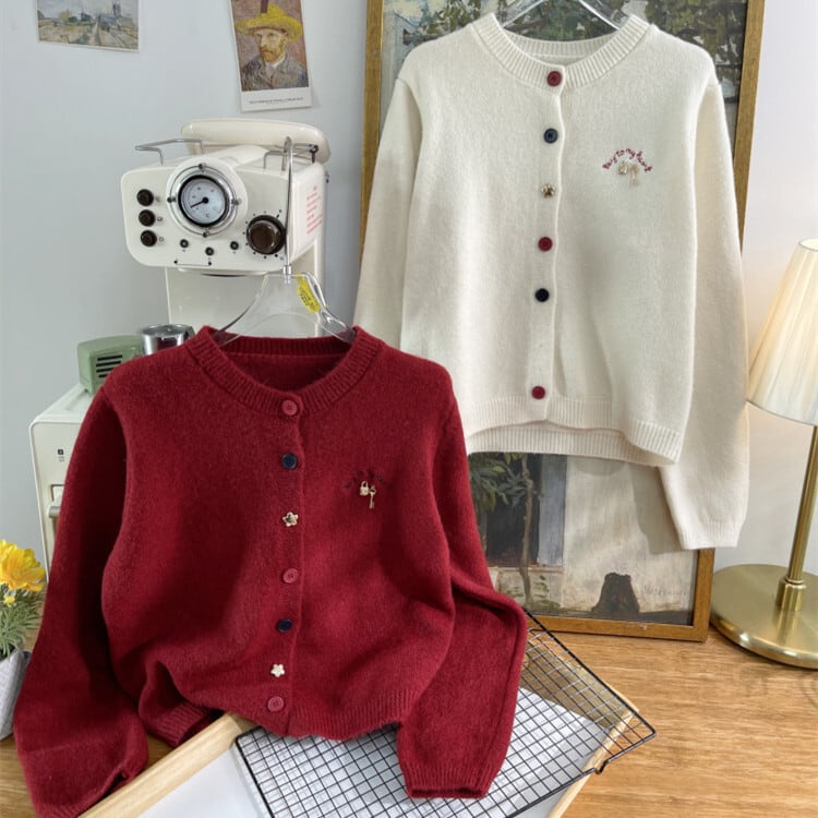 【outer】刺繍ニットカーデ　M28625