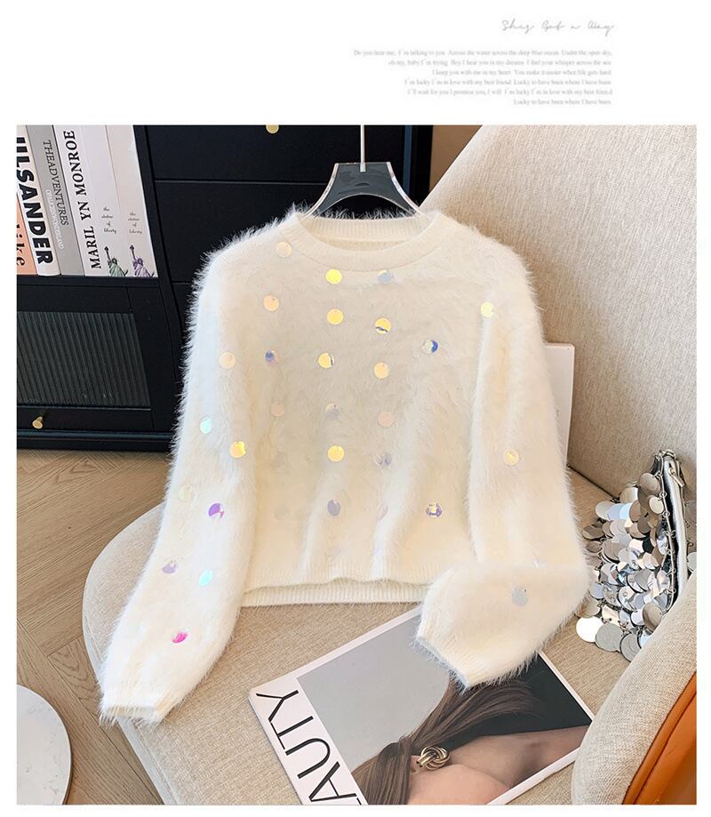 【tops】スパンコールニットセーター　M29308