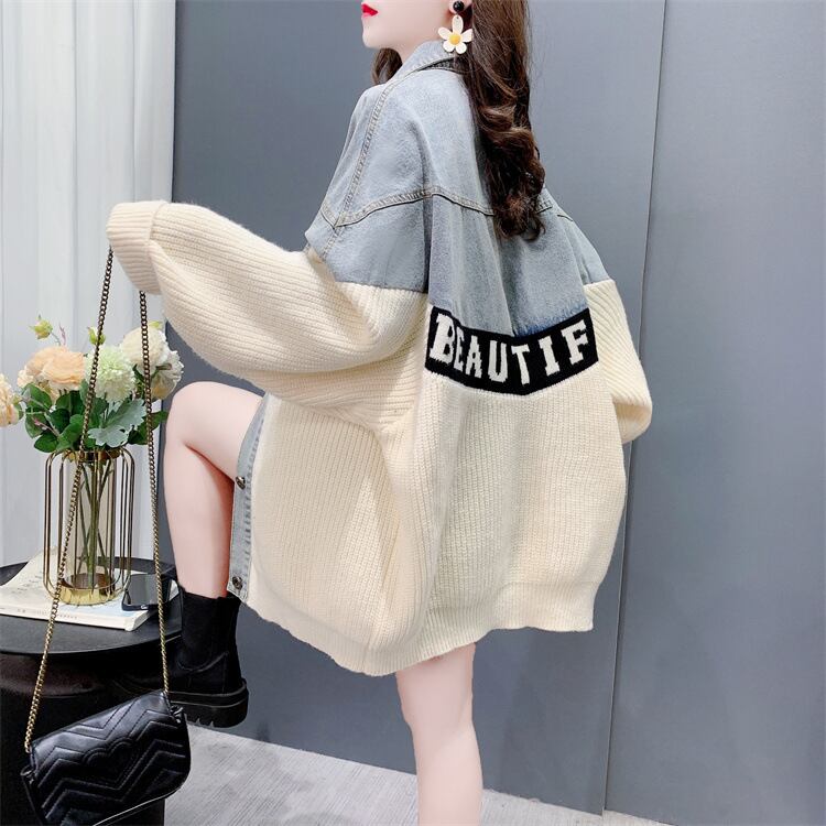 【outer】デニム切り替えニットカーデ　M26952