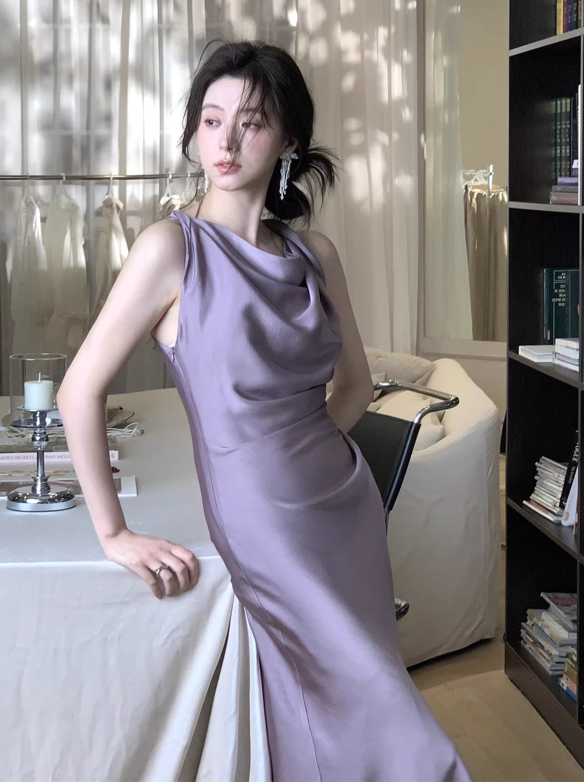 【dress】ノースリーブロングワンピース Q7983