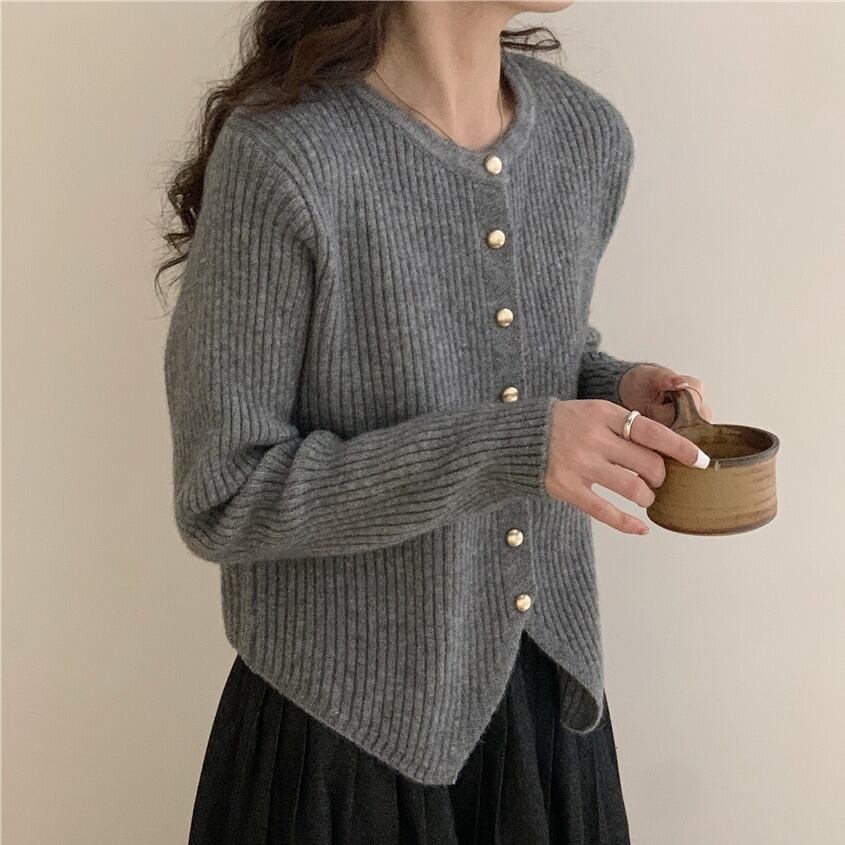 【outer】クルーネックニットカーデ　M18884
