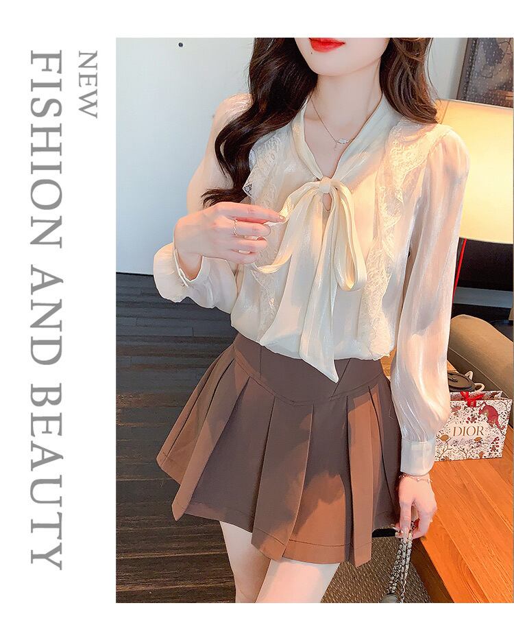 【tops】リボン付きシャツトップス　M29094