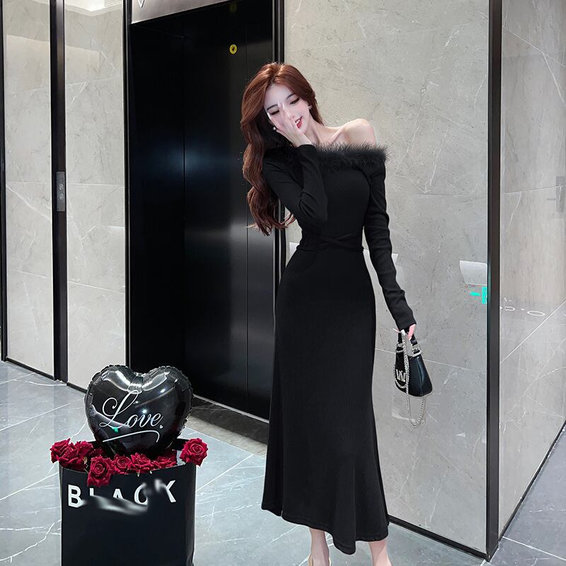 【dress】ファーネックワンピース　M18207