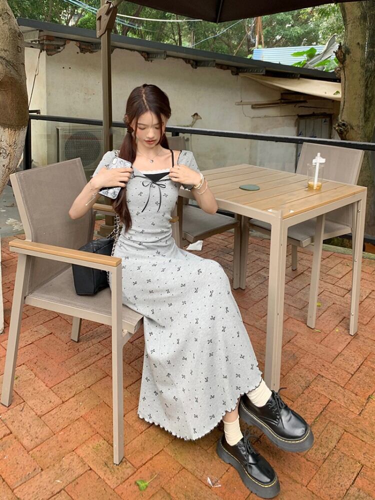 【dress】偽二つ切り替えリボンワンピース G21368